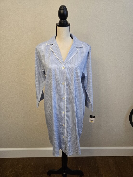 Lauren Ralph Lauren Other - Ralph Lauren Lauren Women's Sz M Sleep Shirt Blue & White Strips Cotton Blend